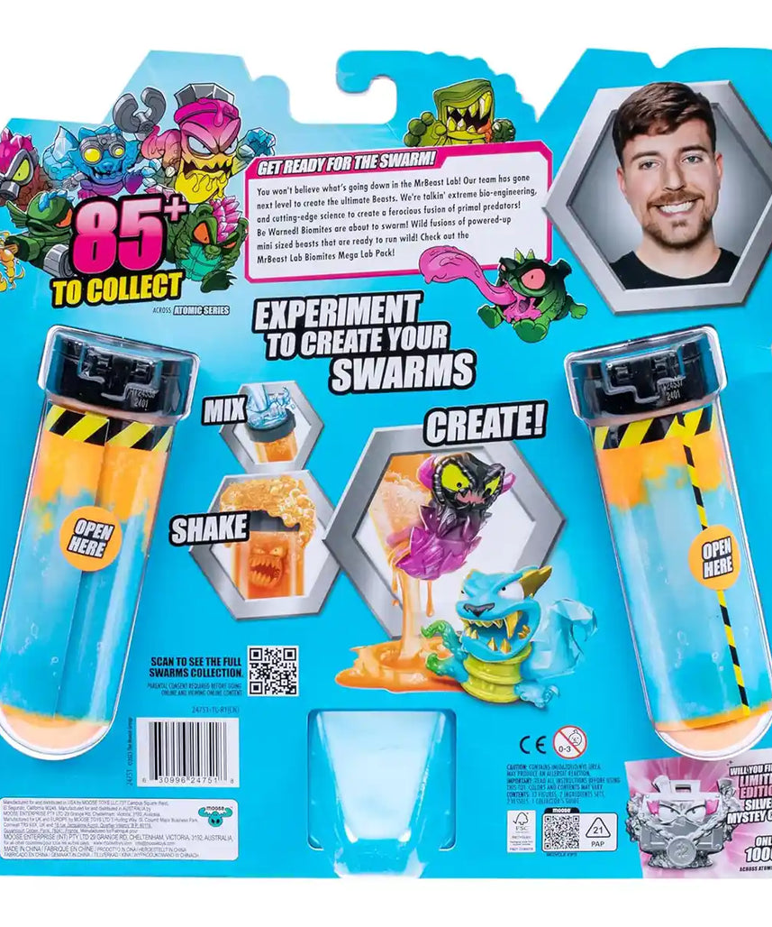 MrBeast Lab Swarms Mega Lab 12 Pack Vipermite, Add Water Shake & Reveal 12 Micro Collectible Figures, Guaranteed Special Edition Panther, Over 100 MrBeast Characters to Collect, Rare Hyperchrome Chase