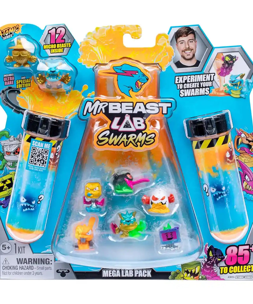 MrBeast Lab Swarms Mega Lab 12 Pack Vipermite, Add Water Shake & Reveal 12 Micro Collectible Figures, Guaranteed Special Edition Panther, Over 100 MrBeast Characters to Collect, Rare Hyperchrome Chase
