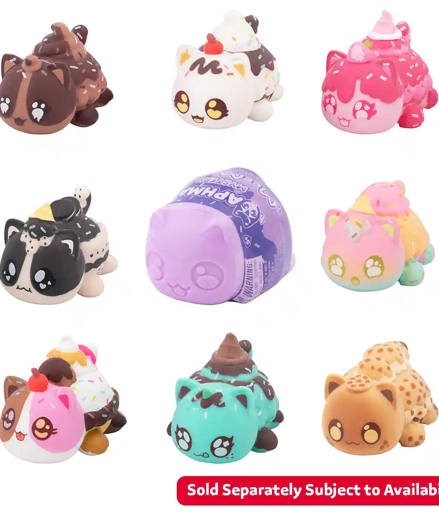 شخصيات أفماو مي ميو الغامضة المحشوة، مجموعة الآيس كريم من السلسلة 3، صندوق مخفي مع واحدة من 8 قطط محشوّة محتملة، بضائع رسمية