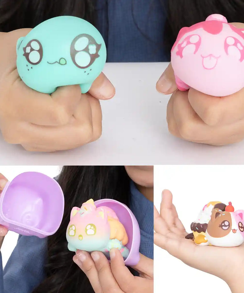 شخصيات أفماو مي ميو الغامضة المحشوة، مجموعة الآيس كريم من السلسلة 3، صندوق مخفي مع واحدة من 8 قطط محشوّة محتملة، بضائع رسمية