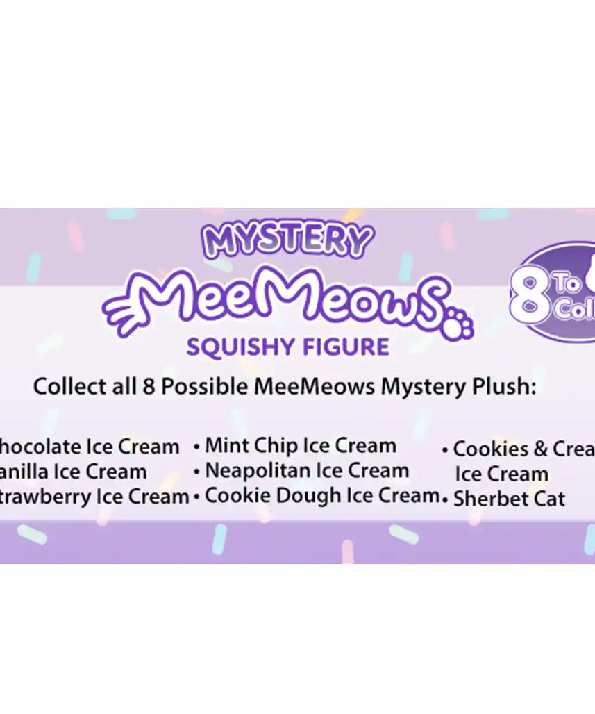 شخصيات أفماو مي ميو الغامضة المحشوة، مجموعة الآيس كريم من السلسلة 3، صندوق مخفي مع واحدة من 8 قطط محشوّة محتملة، بضائع رسمية