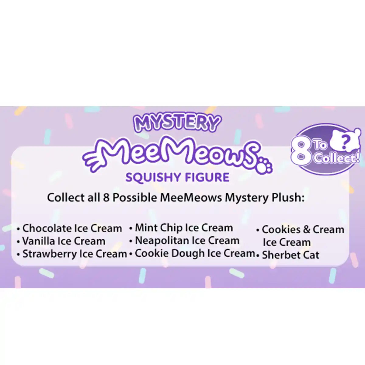 شخصيات أفماو مي ميو الغامضة المحشوة، مجموعة الآيس كريم من السلسلة 3، صندوق مخفي مع واحدة من 8 قطط محشوّة محتملة، بضائع رسمية