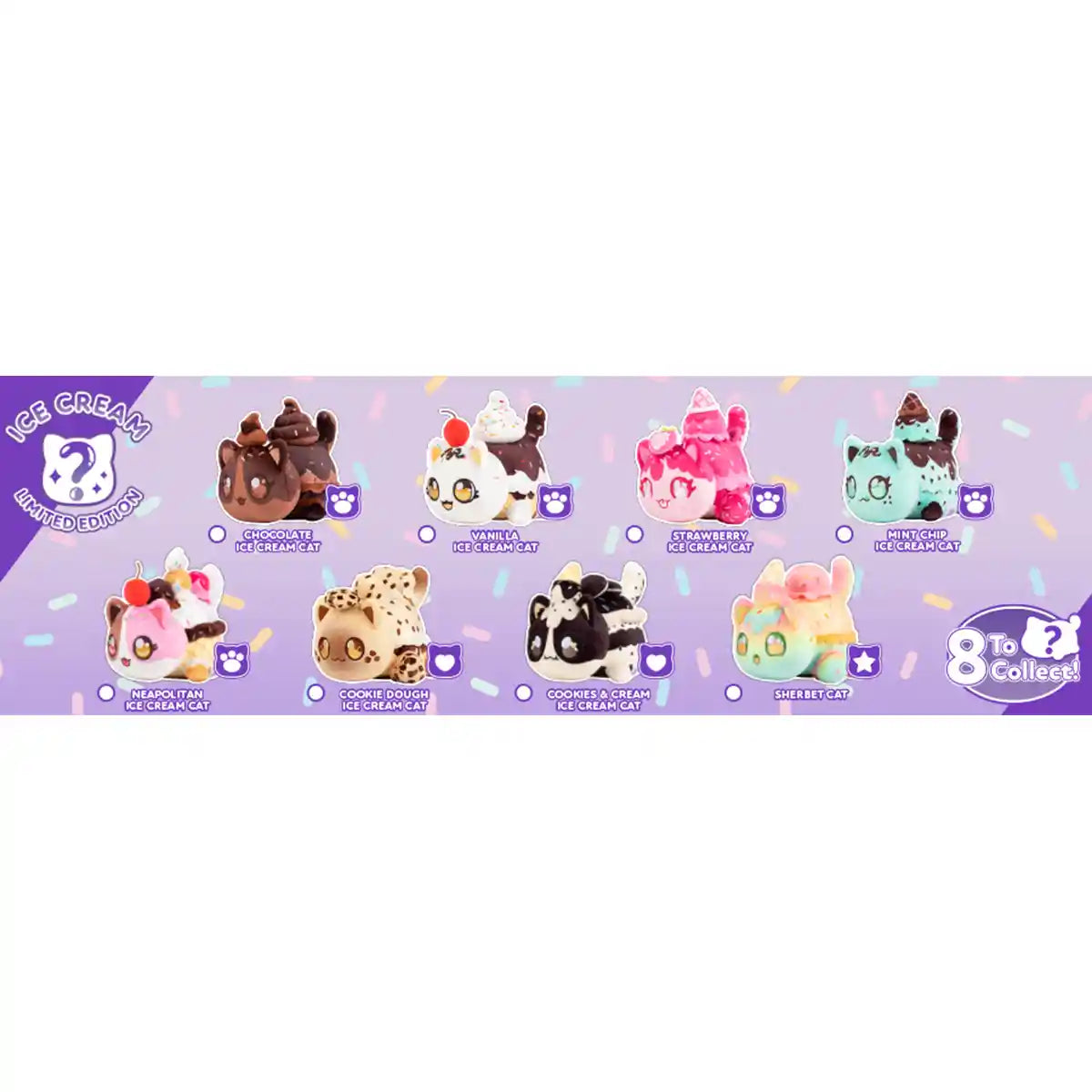 دمية أفماو ميميوز المحشوة الغامضة، مقاس 6 بوصات، صندوق أعمى من مجموعة الآيس كريم، واحدة من 8 ألعاب قطط مفاجئة محشوة، بضائع أفماو الرسمية