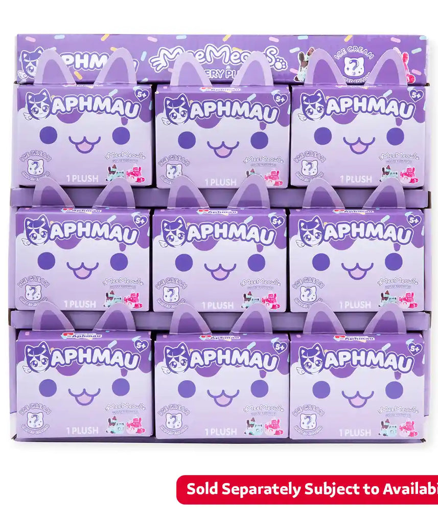 دمية أفماو ميميوز المحشوة الغامضة، مقاس 6 بوصات، صندوق أعمى من مجموعة الآيس كريم، واحدة من 8 ألعاب قطط مفاجئة محشوة، بضائع أفماو الرسمية