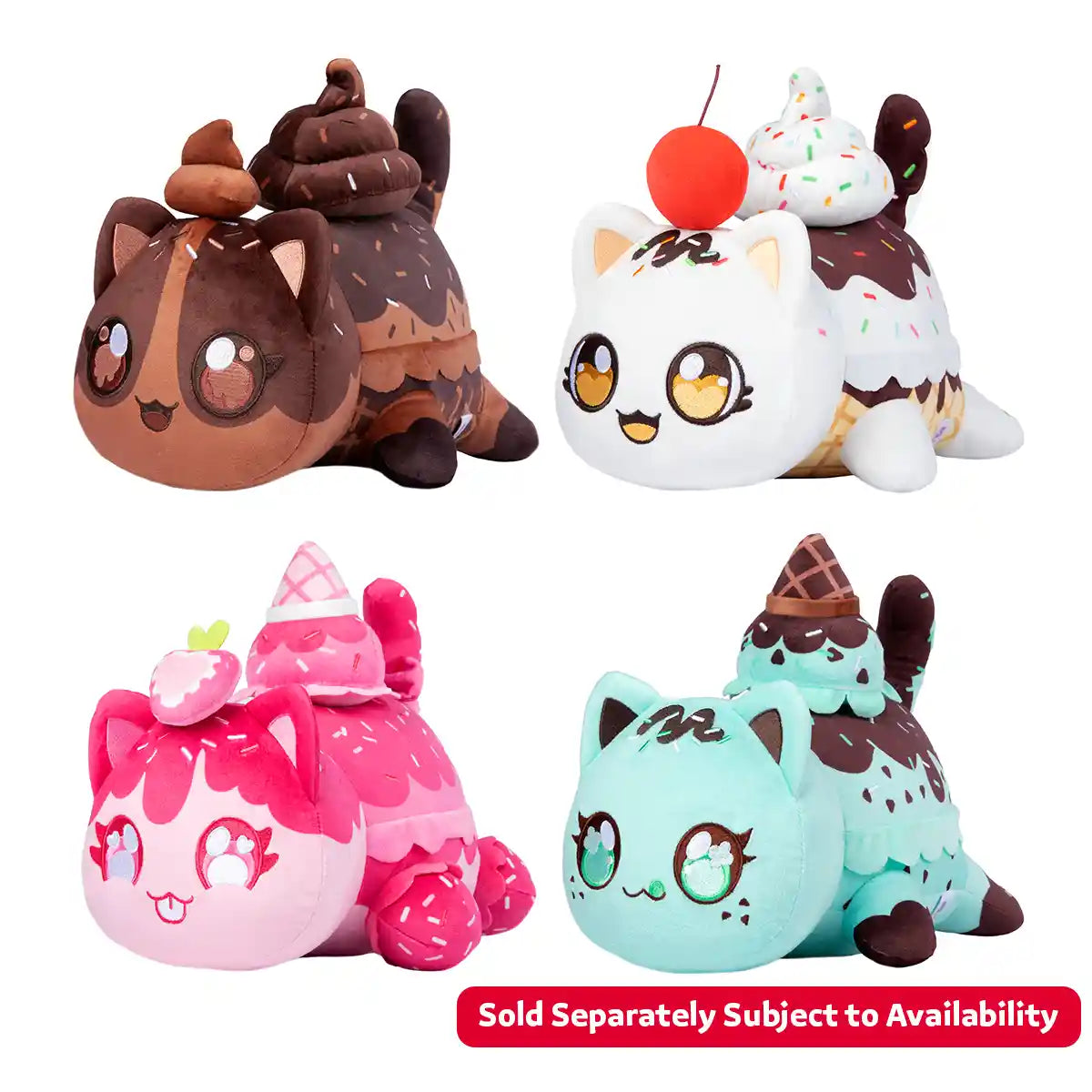 دمية أفماو مي ميوز الكلاسيكية الغامضة، مقاس 11 بوصة، مجموعة آيس كريم، صندوق أعمى مع واحدة من 4 قطط محشوة، شوكولاتة، فانيليا، فراولة، رقائق النعناع، ​​بضائع أفماو الرسمية، حيوانات محشوة وألعاب قطيفة