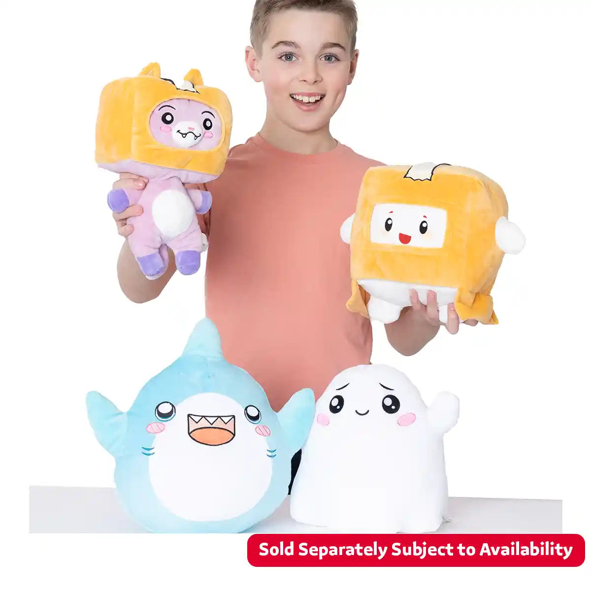 LankyBox Mystery Plush 11 Inch Soft Collectible Plush Toy, Scented Surprise Doll with Mystery Lanyard, Foxy Boxy Thicc Shark Ghosty, Official LankyBox Merch for Kids 3+