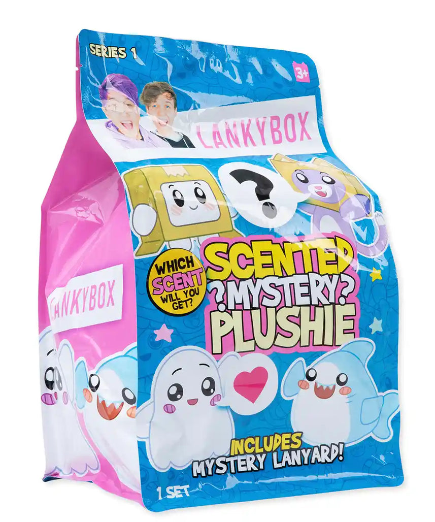 LankyBox Mystery Plush 11 Inch Soft Collectible Plush Toy, Scented Surprise Doll with Mystery Lanyard, Foxy Boxy Thicc Shark Ghosty, Official LankyBox Merch for Kids 3+