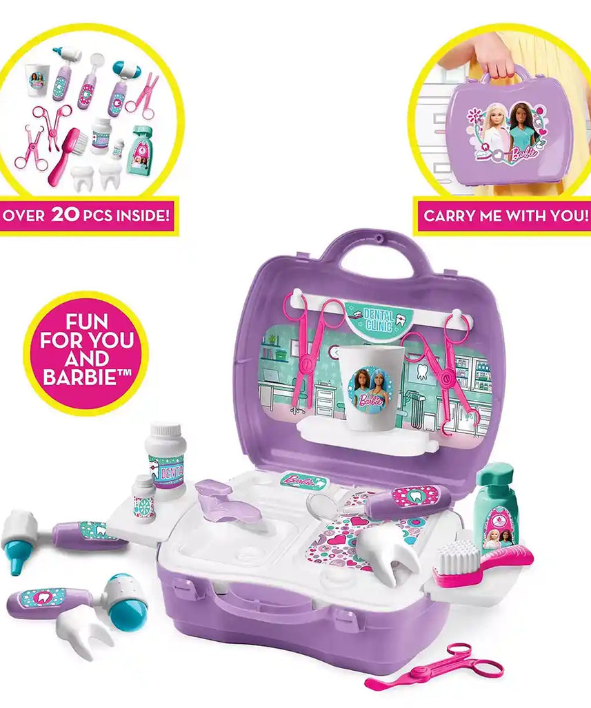 Barbie Dentist Playset, Travel Carry Case with Over 20 Accessories, Pretend Dentist Role Play Set for Kids Aged 3 and Up
