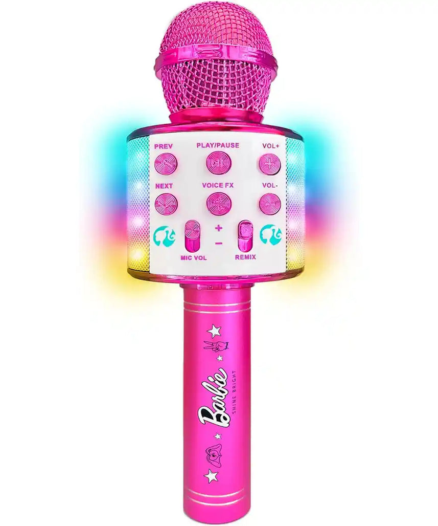 Barbie Bright Voice Master Wireless Karaoke Microphone with Lights and Voice Effects for Kids 3 Years+