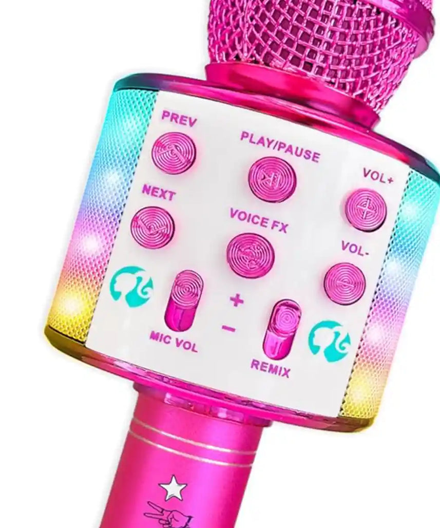 Barbie Bright Voice Master Wireless Karaoke Microphone with Lights and Voice Effects for Kids 3 Years+