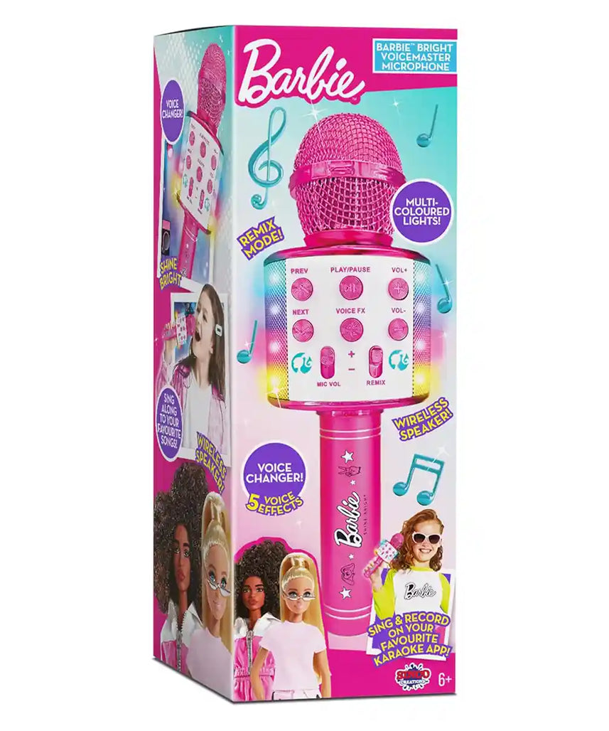 Barbie Bright Voice Master Wireless Karaoke Microphone with Lights and Voice Effects for Kids 3 Years+