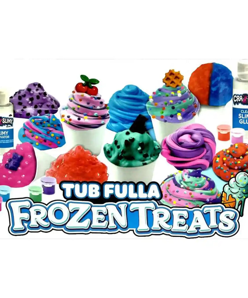 Cra-Z-Slimy Bold & Brite 8 Count + Tub Fulla Frozen Treats, 8-Pack Colorful Slimes + DIY Frozen Treat Slime Kit, Sensory Play, Stretchy, Squishy, Glitter & Confetti Fun for Kids 6+