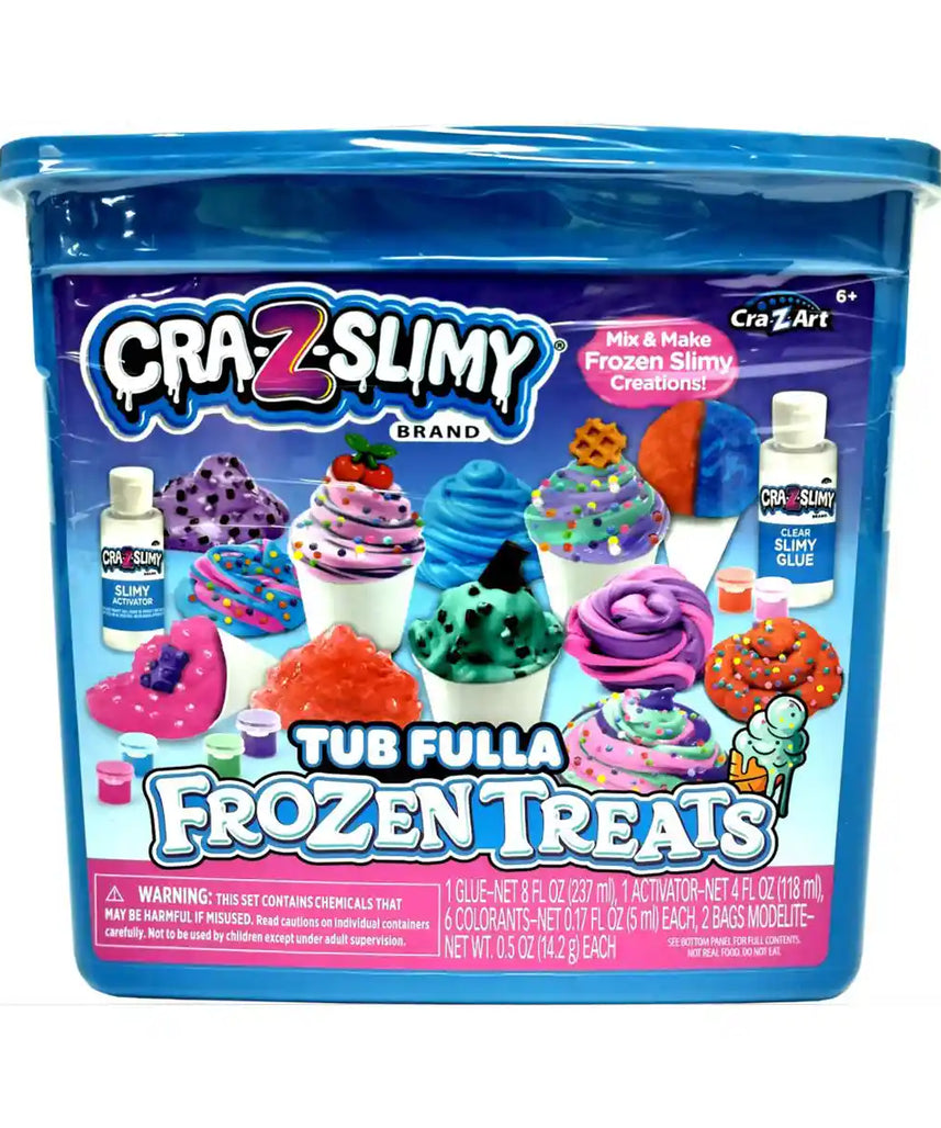Cra-Z-Slimy Bold & Brite 8 Count + Tub Fulla Frozen Treats, 8-Pack Colorful Slimes + DIY Frozen Treat Slime Kit, Sensory Play, Stretchy, Squishy, Glitter & Confetti Fun for Kids 6+
