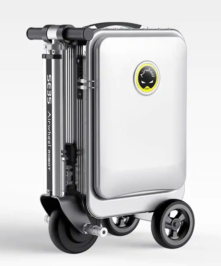 حقيبة سكوتر كهربائية Airwheel SE3S، فضية اللون، سعة 20 لترًا، مزودة بمحرك ذكي، مع بطارية قابلة للإزالة معتمدة من شركة الطيران، وخاصية بنك الطاقة، وسرعة 13 كم/ساعة