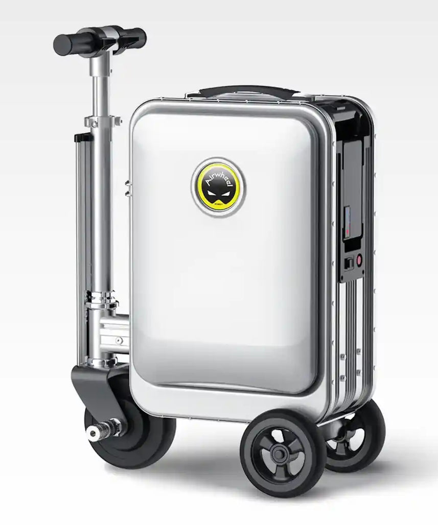 حقيبة سكوتر كهربائية Airwheel SE3S، فضية اللون، سعة 20 لترًا، مزودة بمحرك ذكي، مع بطارية قابلة للإزالة معتمدة من شركة الطيران، وخاصية بنك الطاقة، وسرعة 13 كم/ساعة
