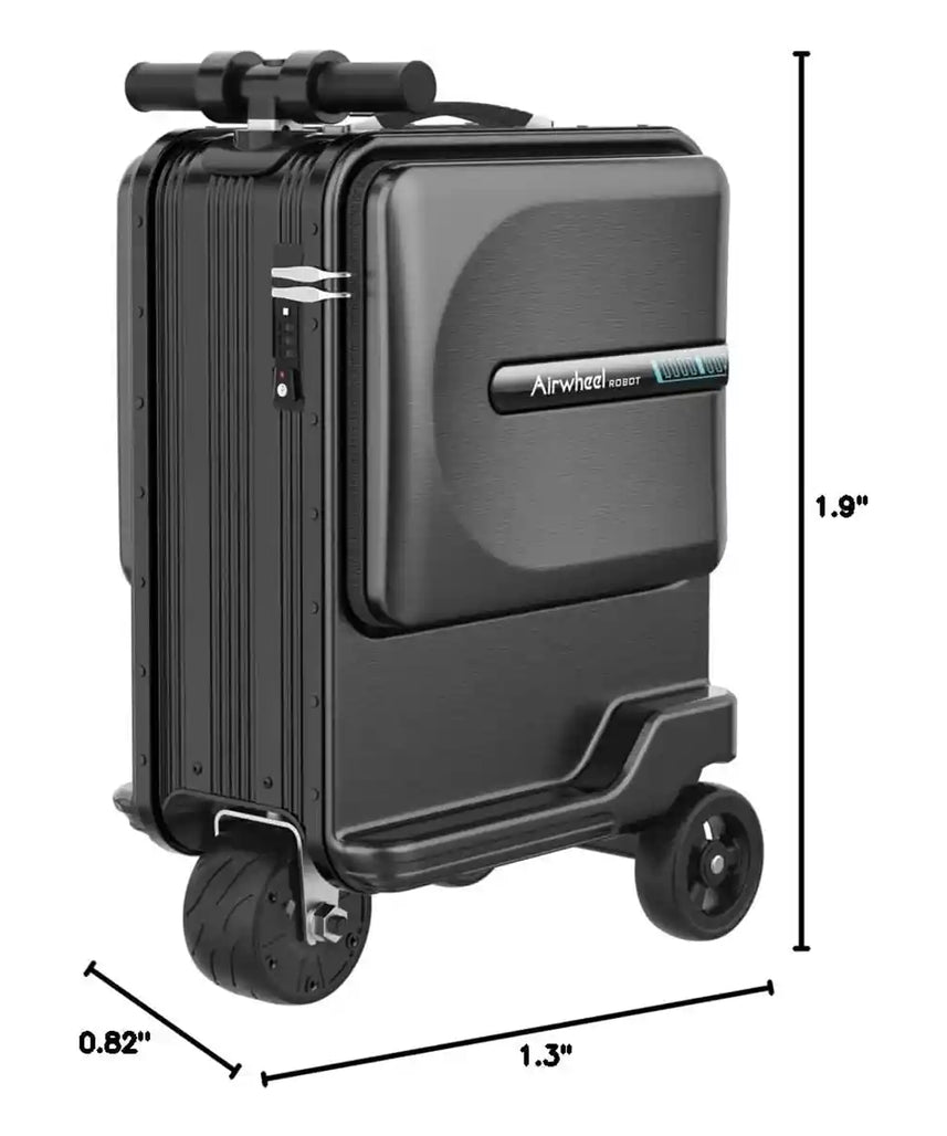 Airwheel SE3MiniT Electric Scooter Suitcase, Black, 26L Lightweight Smart Carry-On Luggage with Removable Airline-Approved Battery, Power Bank and 8 km/h Speed