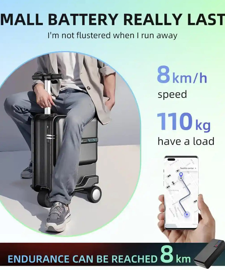 Airwheel SE3MiniT Electric Scooter Suitcase, Pink, 26L Lightweight Smart Carry-On Luggage with Removable Airline-Approved Battery, Power Bank and 8 km/h Speed