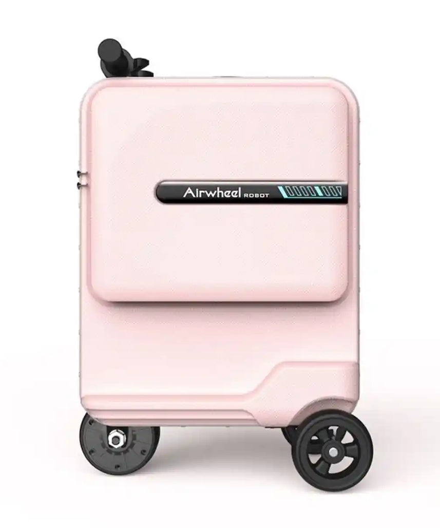 Airwheel SE3MiniT Electric Scooter Suitcase, Pink, 26L Lightweight Smart Carry-On Luggage with Removable Airline-Approved Battery, Power Bank and 8 km/h Speed