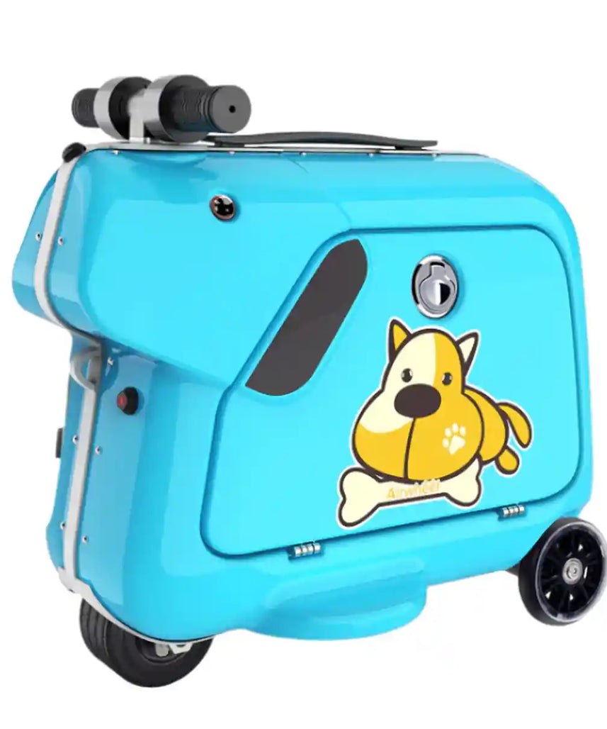 Airwheel SQ3 Kids Electric Ride-On Luggage Scooter with 15L Carry-On Storage and Removable Battery, Compact Travel Suitcase with Bluetooth Speaker for Ages 3–8, Blue, Pink