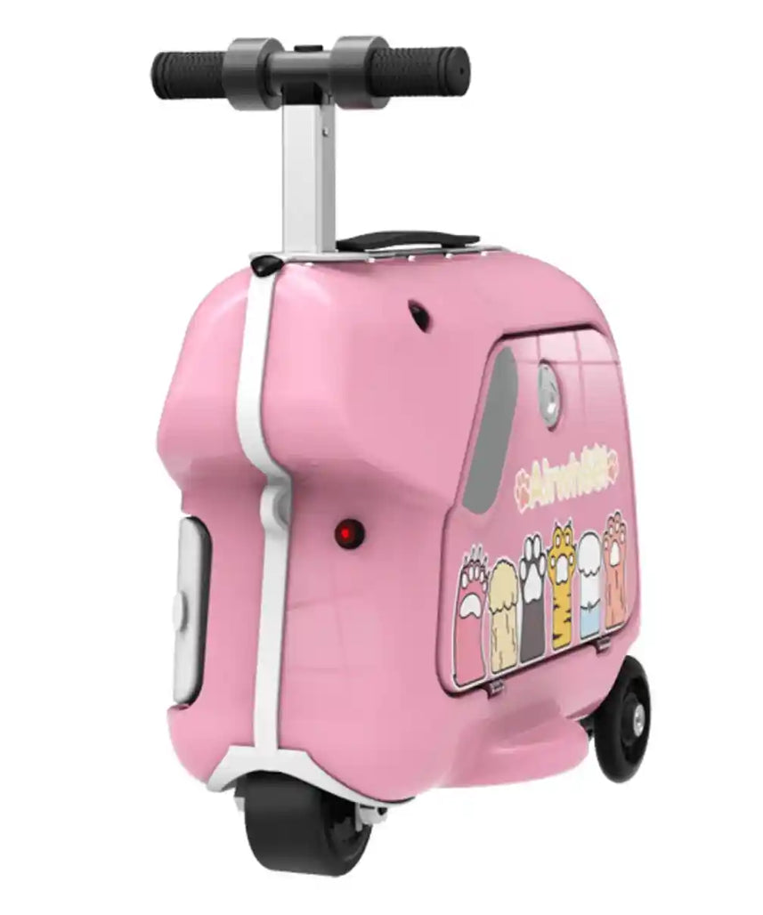 Airwheel SQ3S Kids Electric Ride-On Luggage Scooter with 20L Carry-On Storage and Removable Battery, Compact Travel Suitcase for Ages 3–8, Pink