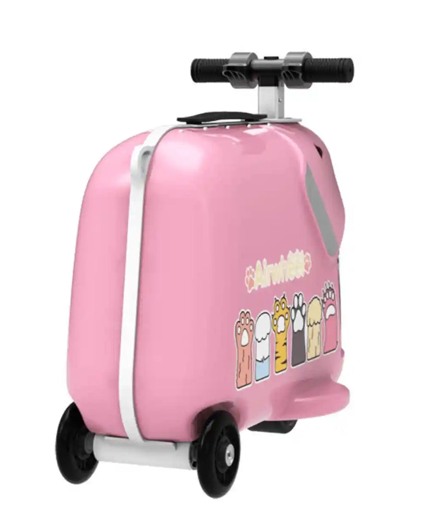 Airwheel SQ3S Kids Electric Ride-On Luggage Scooter with 20L Carry-On Storage and Removable Battery, Compact Travel Suitcase for Ages 3–8, Pink