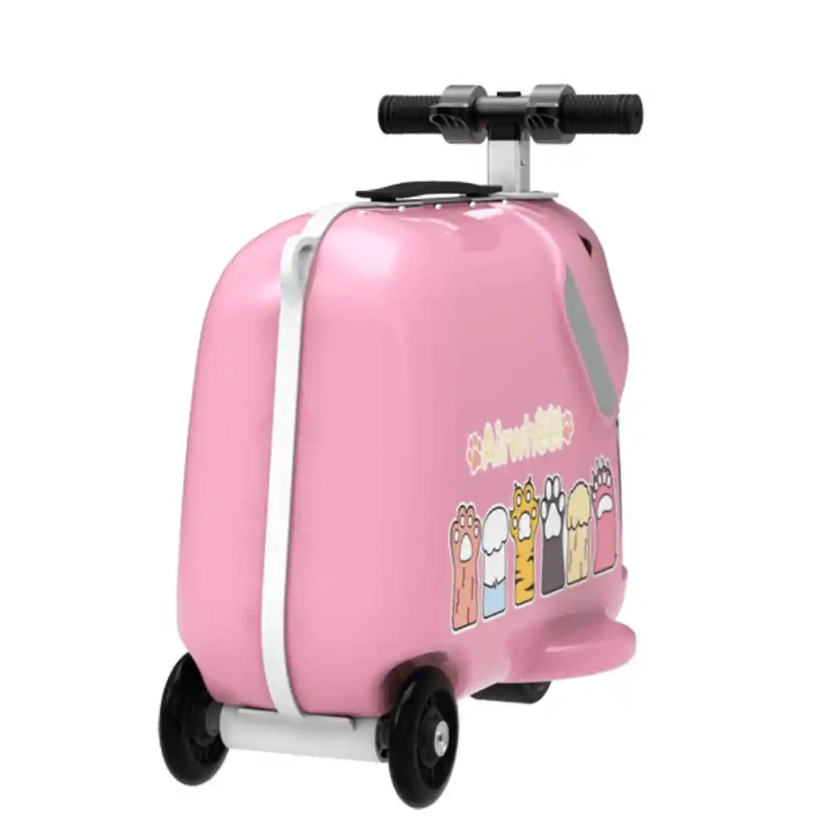 Airwheel SQ3S Kids Electric Ride-On Luggage Scooter with 20L Carry-On Storage and Removable Battery, Compact Travel Suitcase for Ages 3–8, Pink