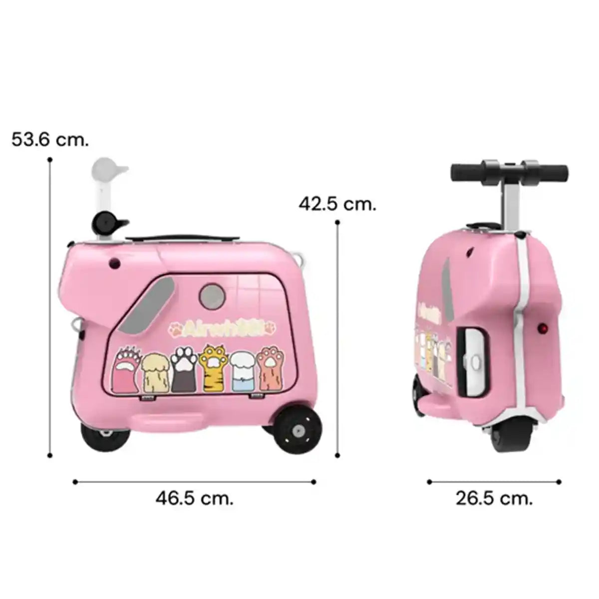 Airwheel SQ3 Kids Electric Ride-On Luggage Scooter with 15L Carry-On Storage and Removable Battery, Compact Travel Suitcase with Bluetooth Speaker for Ages 3–8, Blue, Pink