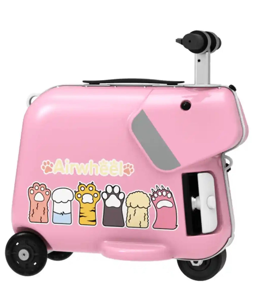 Airwheel SQ3S Kids Electric Ride-On Luggage Scooter with 20L Carry-On Storage and Removable Battery, Compact Travel Suitcase for Ages 3–8, Pink