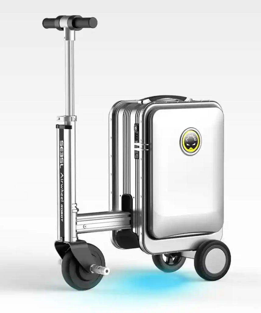 حقيبة سكوتر كهربائية Airwheel SE3SL، فضية اللون، خفيفة الوزن، 20 لترًا، مزودة بمحرك وبطارية قابلة للإزالة، ووظيفة بنك الطاقة، ومدى يصل إلى 10 كم