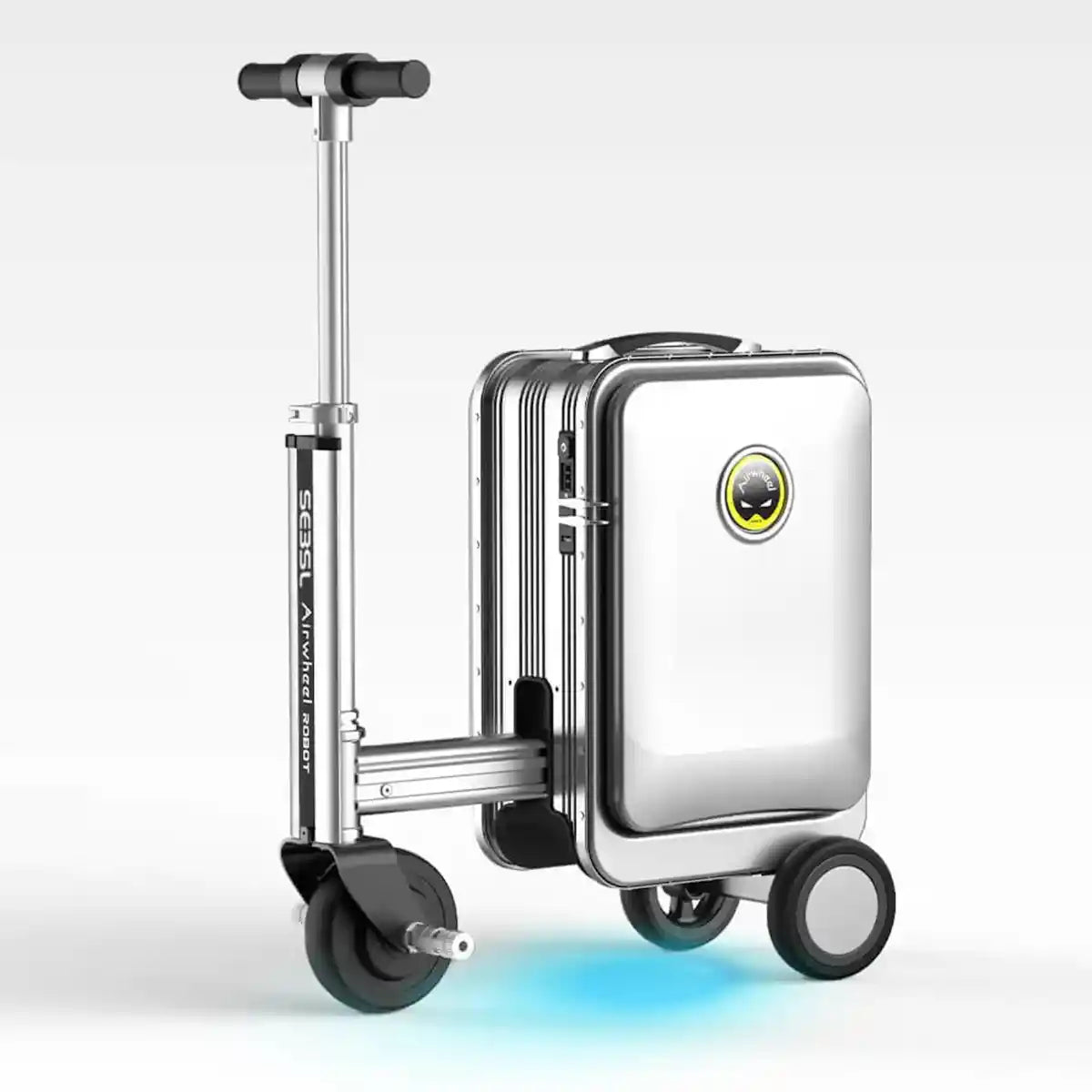 حقيبة سكوتر كهربائية Airwheel SE3SL، فضية اللون، خفيفة الوزن، 20 لترًا، مزودة بمحرك وبطارية قابلة للإزالة، ووظيفة بنك الطاقة، ومدى يصل إلى 10 كم