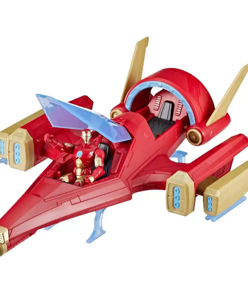 طائرة أفينجرز آيرون مان ريبولسور باتل جيت القتالية مع مخلب التقاط قابل للنشر وقمرة قيادة، مناسبة للأعمار من 4 سنوات فما فوق، ألغاز