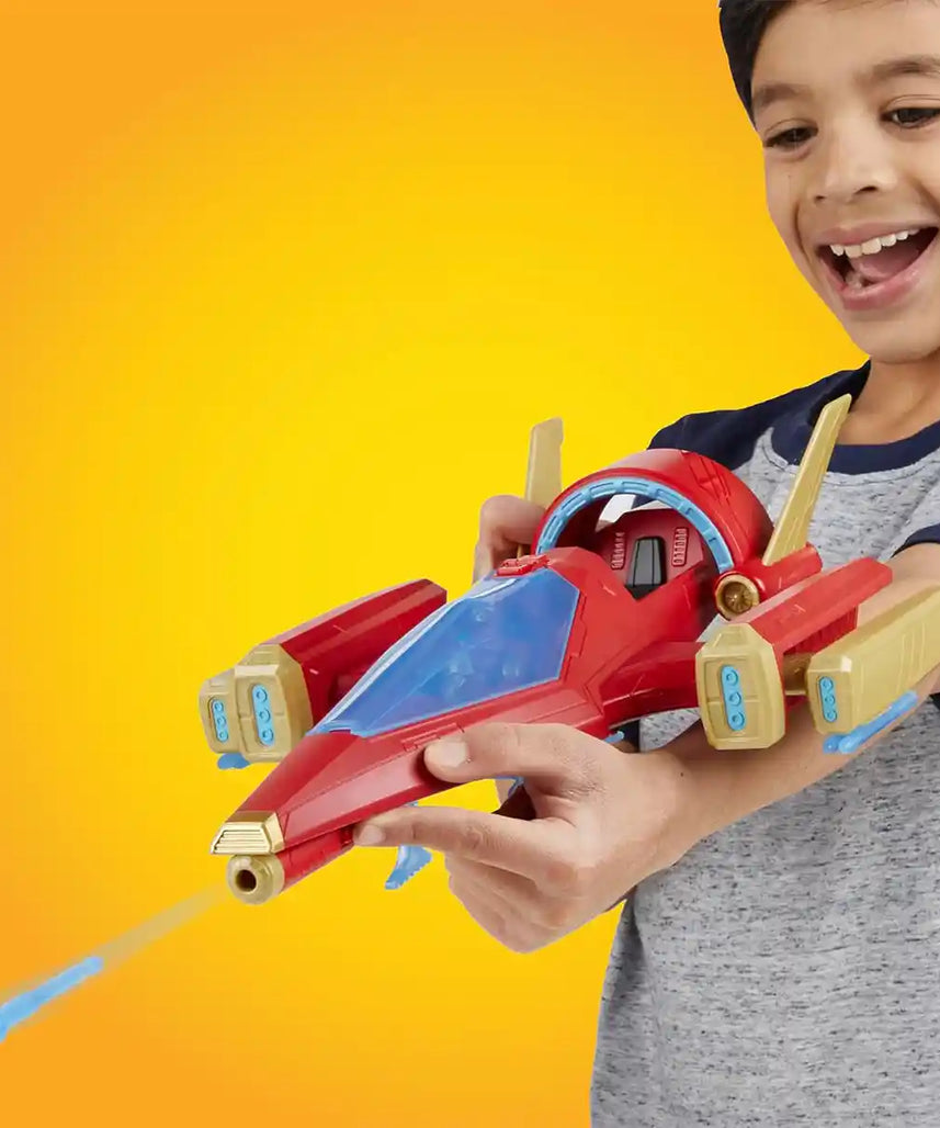 طائرة أفينجرز آيرون مان ريبولسور باتل جيت القتالية مع مخلب التقاط قابل للنشر وقمرة قيادة، مناسبة للأعمار من 4 سنوات فما فوق، ألغاز