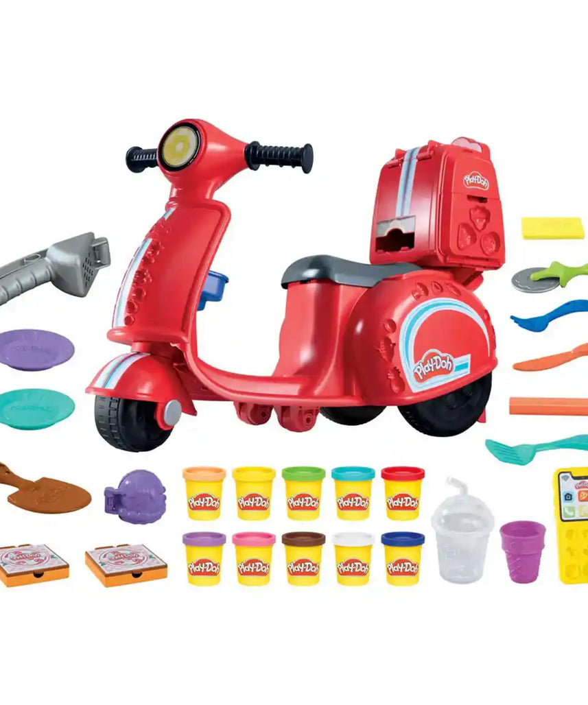 مجموعة لعب سكوتر توصيل البيتزا من بلاي دوه - فنون العجين والرمل، لعبة أطفال عالية الجودة، متينة وتعليمية، مناسبة للأطفال من عمر 10 أشهر فما فوق