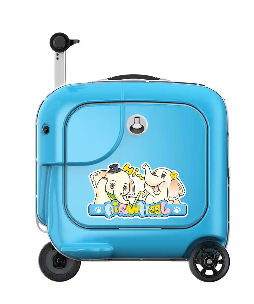 Airwheel SQ3S Kids Electric Scooter Suitcase, Blue, 20L Ride-On Smart Luggage with Adjustable Handlebar, Removable Battery, Bluetooth Speakers, and 6.5 km/h Speed