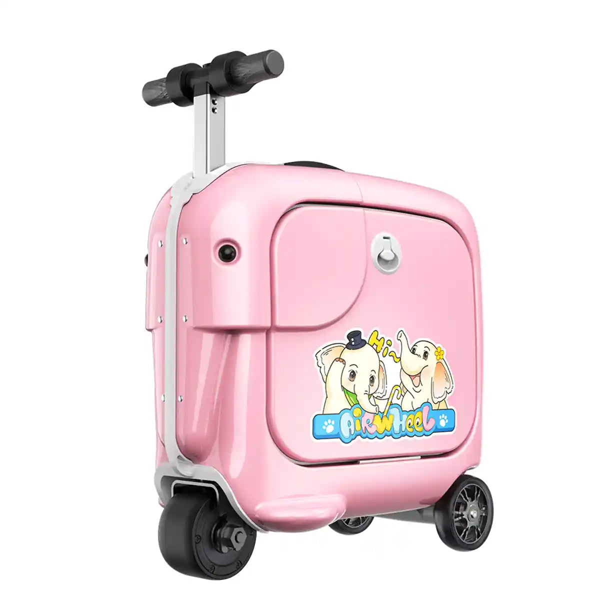 حقيبة سكوتر كهربائية للأطفال Airwheel SQ3S، وردية اللون، سعة 20 لترًا مع مقود قابل للتعديل، وبطارية قابلة للإزالة، ومكبرات صوت بلوتوث، وسرعة 6.5 كم/ساعة