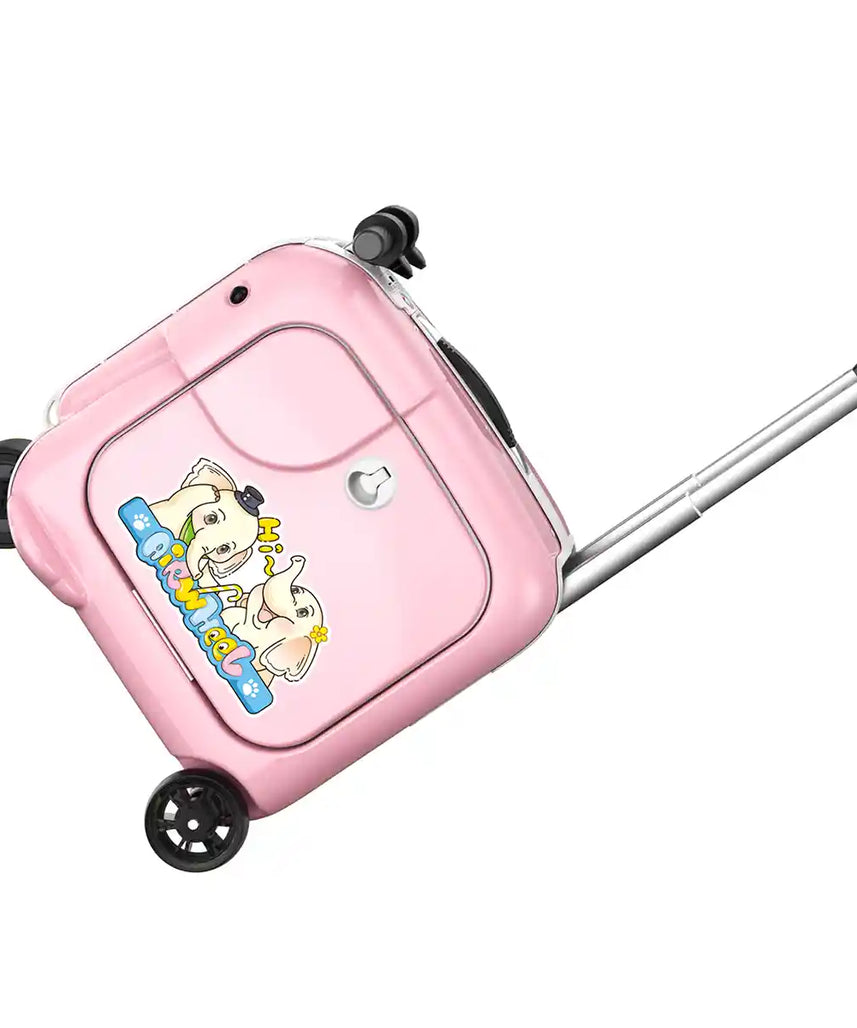Airwheel SQ3S Kids Electric Scooter Suitcase, Pink, 20L Ride-On Smart Luggage with Adjustable Handlebar, Removable Battery, Bluetooth Speakers, and 6.5 km/h Speed