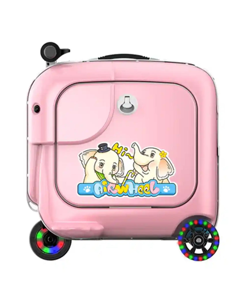 Airwheel SQ3S Kids Electric Scooter Suitcase, Pink, 20L Ride-On Smart Luggage with Adjustable Handlebar, Removable Battery, Bluetooth Speakers, and 6.5 km/h Speed
