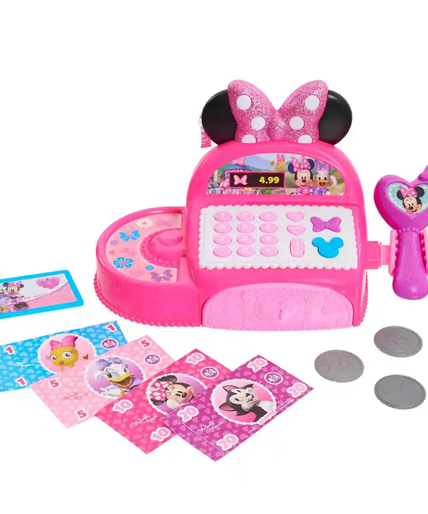 لعبة تسجيل نقدي ميني ماوس من ديزني جونيور مع أصوات، نقود وهمية، ماسح ضوئي للعب، ملحقات للأطفال من سن 3 سنوات فما فوق