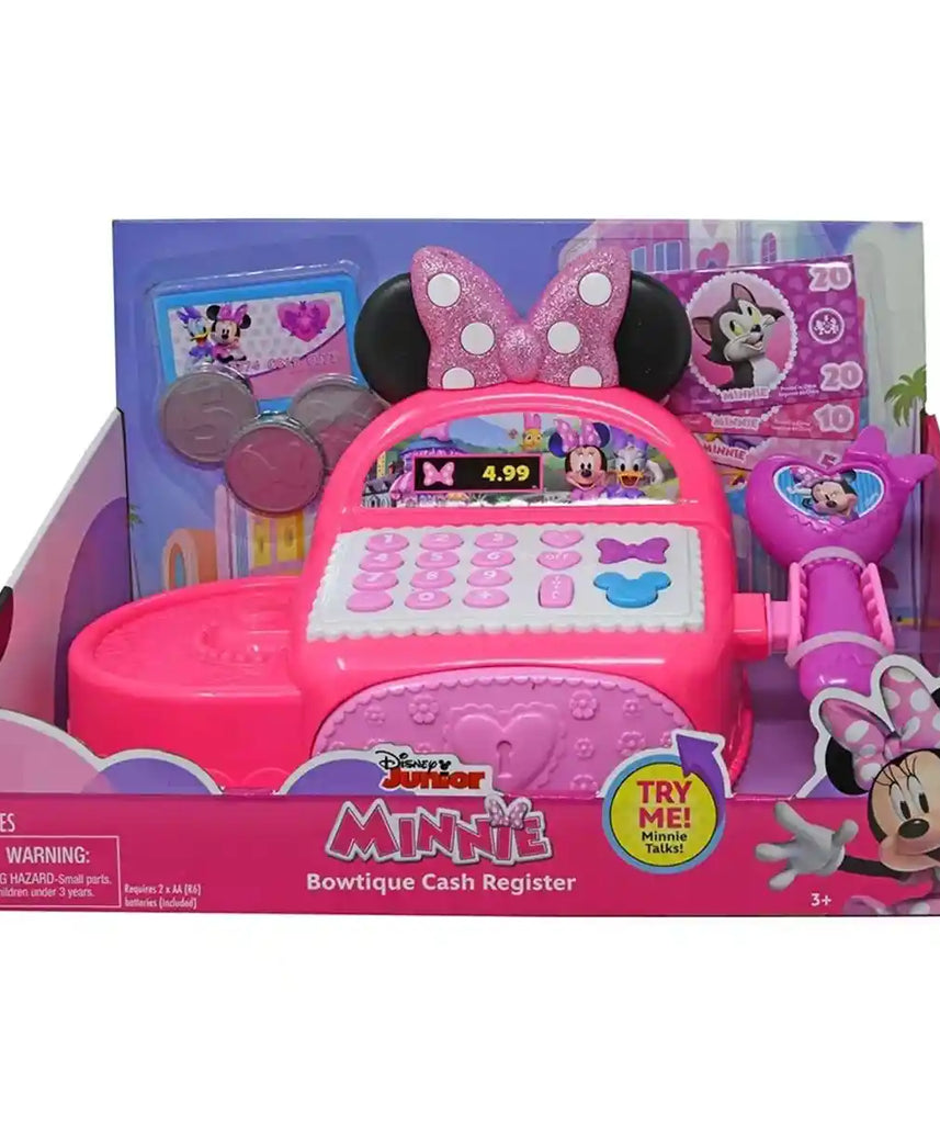 لعبة تسجيل نقدي ميني ماوس من ديزني جونيور مع أصوات، نقود وهمية، ماسح ضوئي للعب، ملحقات للأطفال من سن 3 سنوات فما فوق
