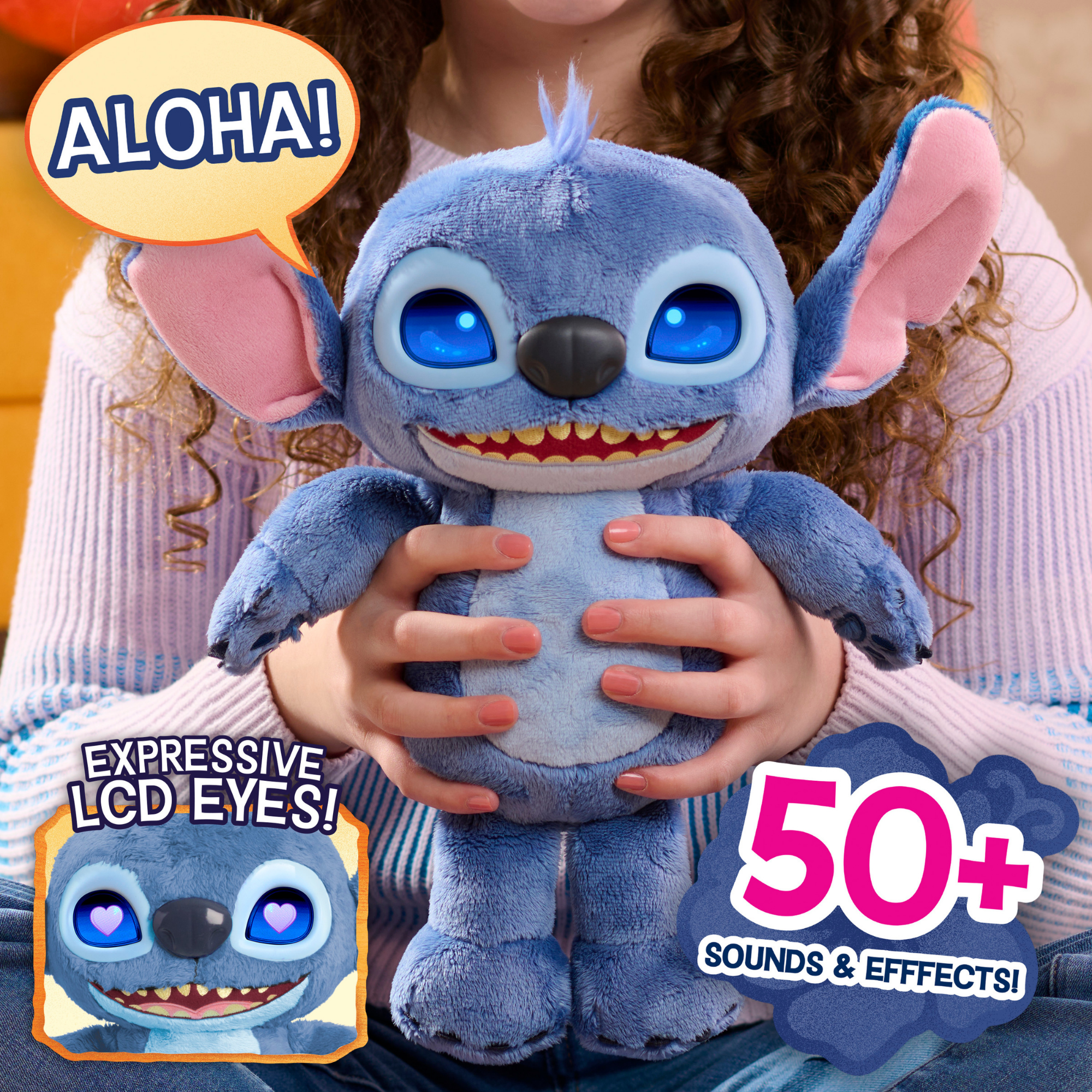 Disney Lilo & Stitch 14" Inch (35 cm) Interactive Plush with 50+ Sounds & Phrases, Soft and Cuddly Huggable Stuffed Alien Animal Kids Toy, Officially Licensed By Just Play, for Boys and Girls 2 Y+