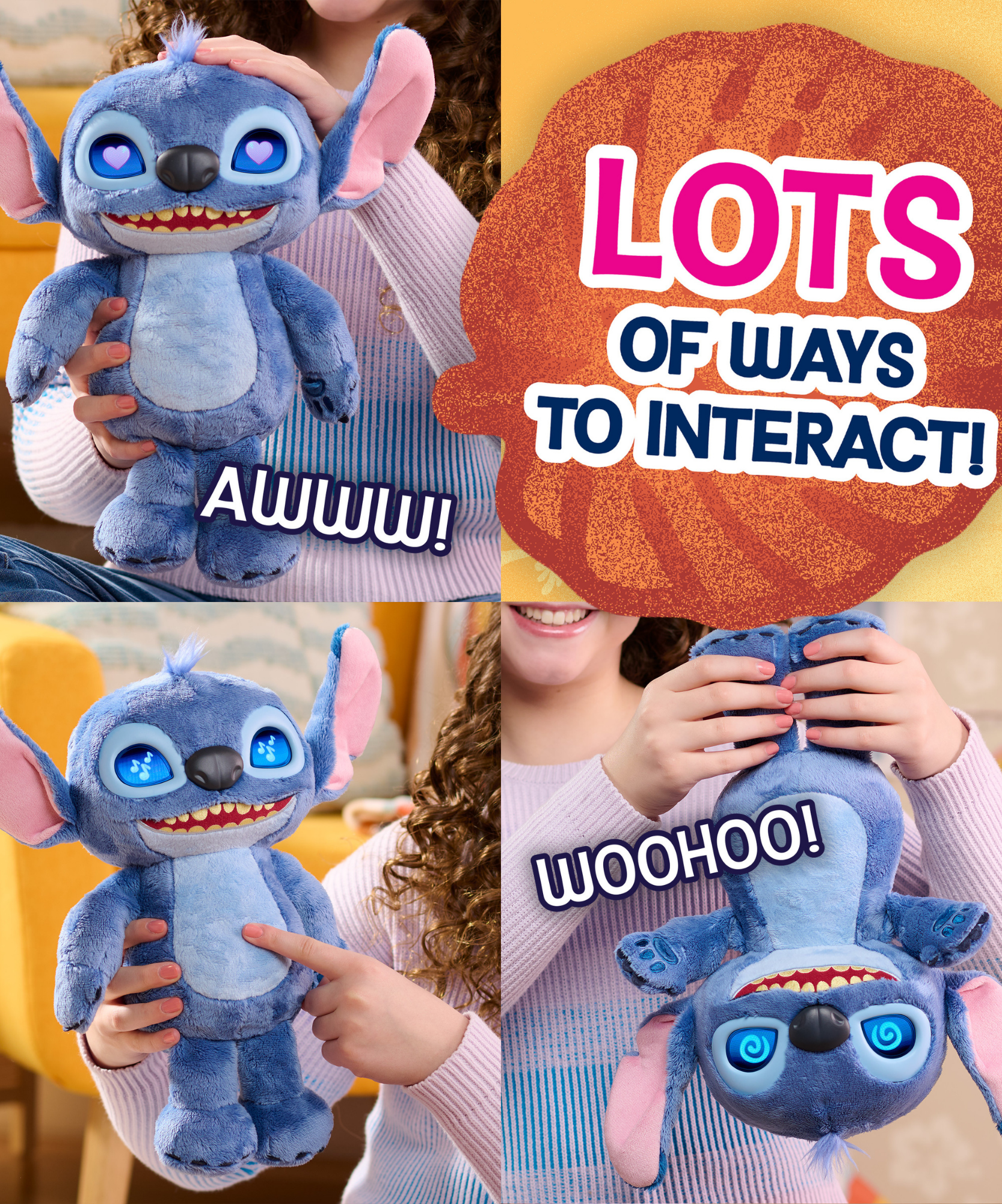 Disney Lilo & Stitch 14" Inch (35 cm) Interactive Plush with 50+ Sounds & Phrases, Soft and Cuddly Huggable Stuffed Alien Animal Kids Toy, Officially Licensed By Just Play, for Boys and Girls 2 Y+