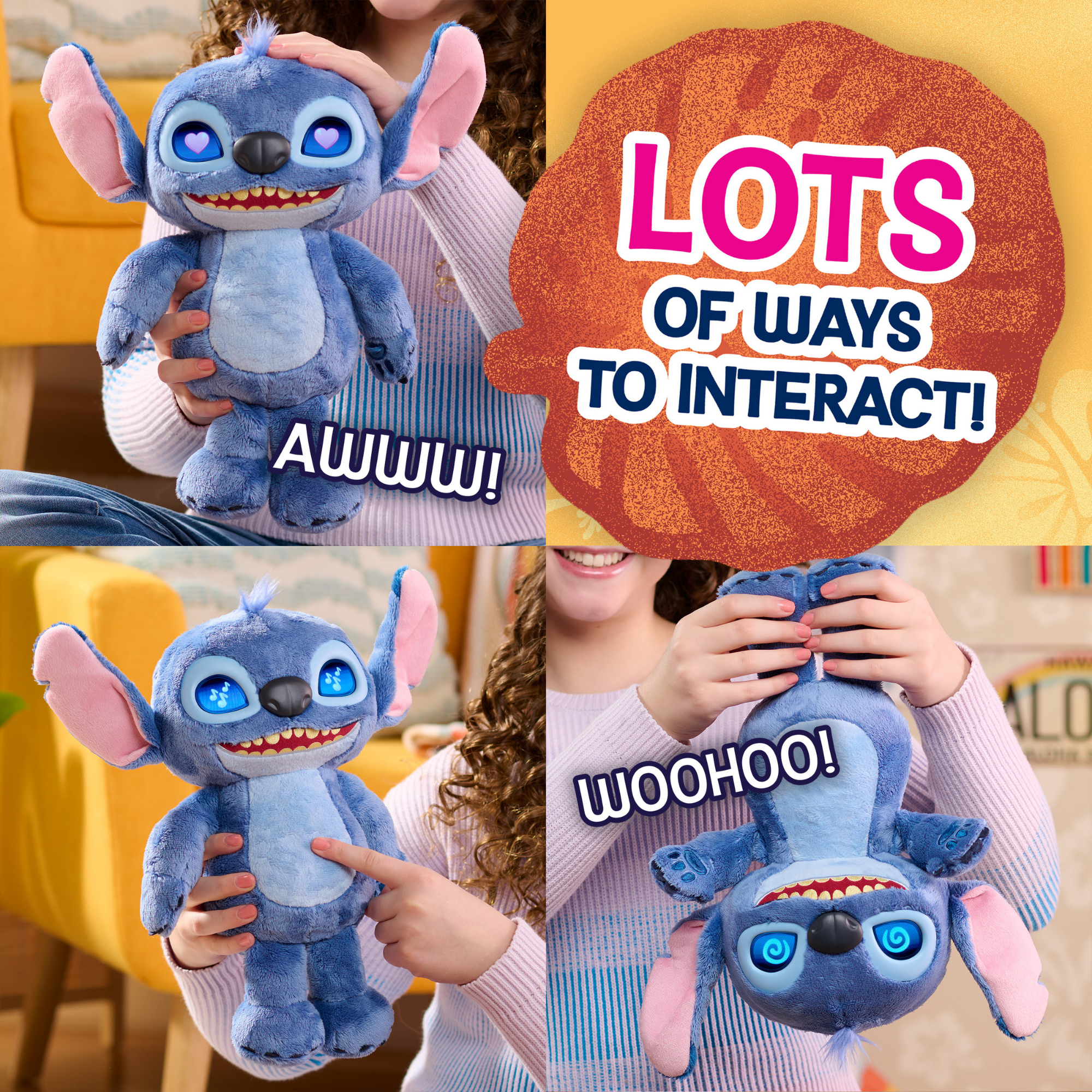Disney Lilo & Stitch 14" Inch (35 cm) Interactive Plush with 50+ Sounds & Phrases, Soft and Cuddly Huggable Stuffed Alien Animal Kids Toy, Officially Licensed By Just Play, for Boys and Girls 2 Y+
