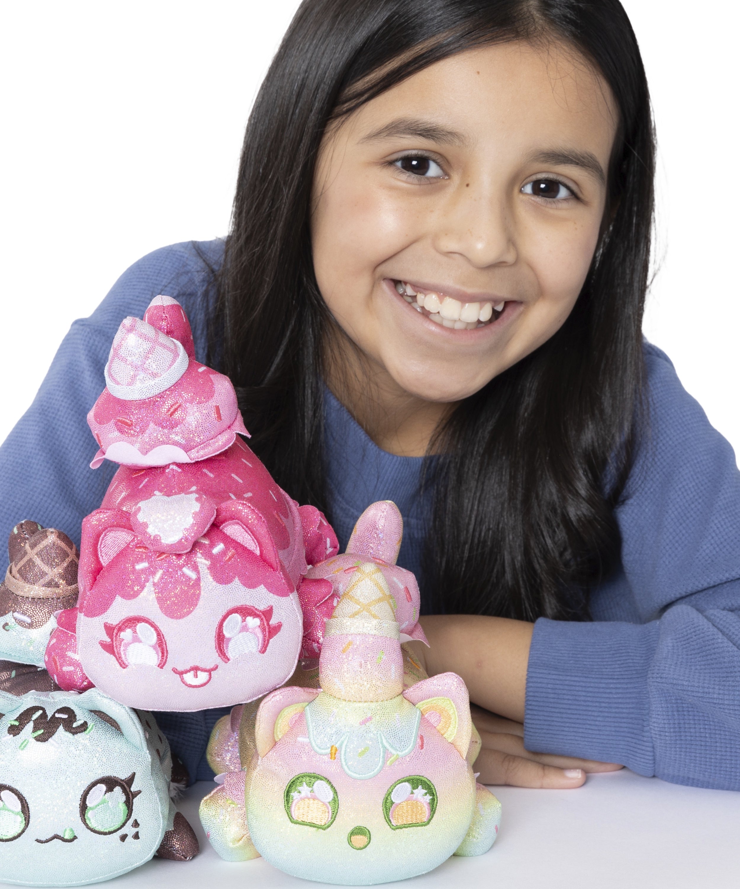 Aphmau MeeMeow Plush 3-Pack Sparkle Ice Cream Edition, 6 Inch Collectible Cat Plush Toys, Soft & Cuddly Gift for Kids, Ages 5+