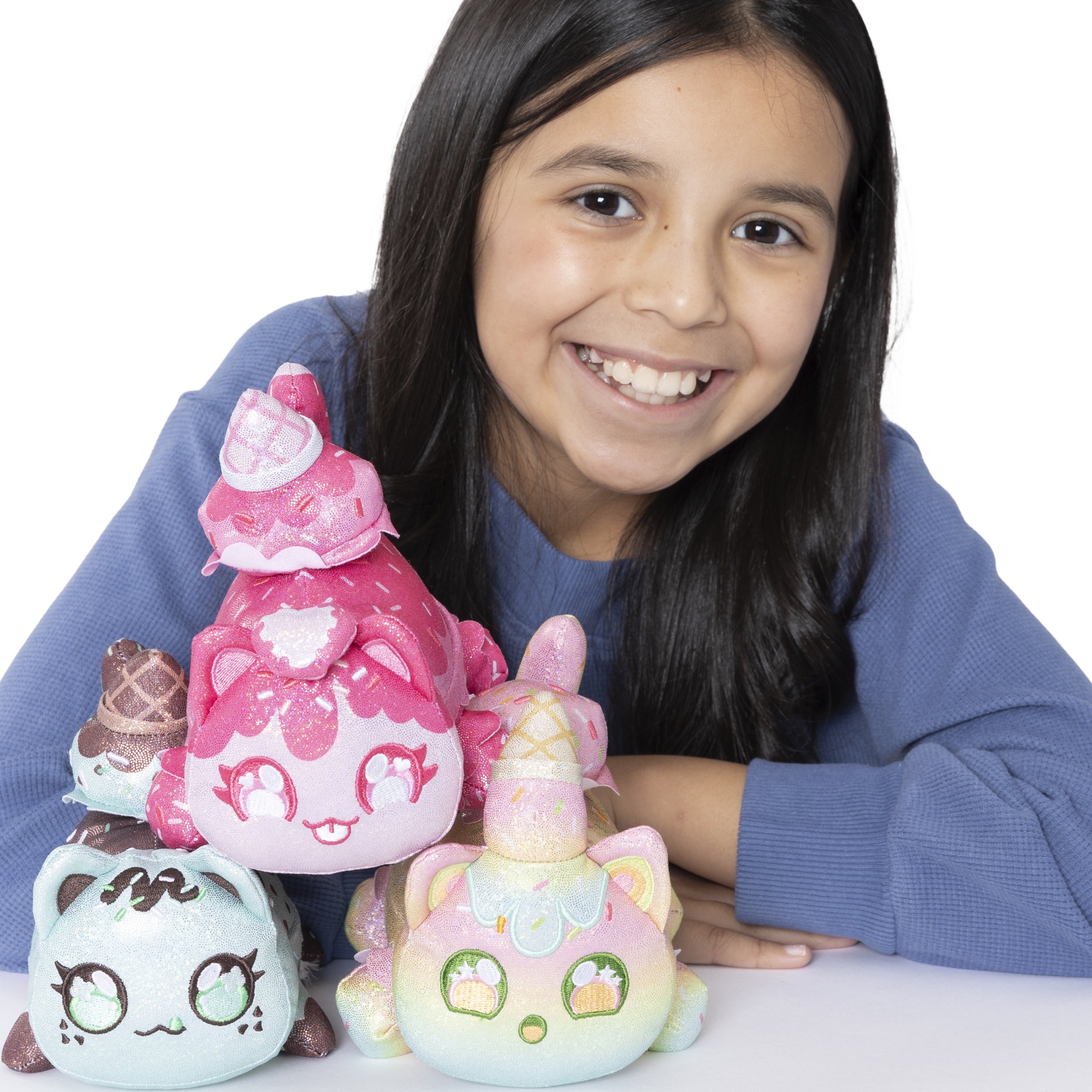 Aphmau MeeMeow Plush 3-Pack Sparkle Ice Cream Edition, 6 Inch Collectible Cat Plush Toys, Soft & Cuddly Gift for Kids, Ages 5+
