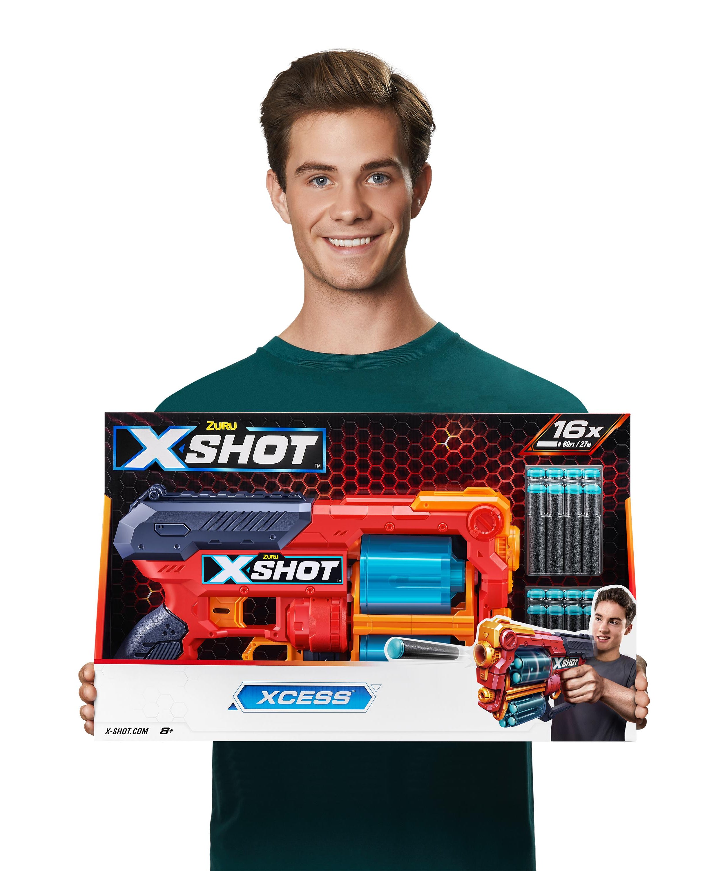 X Shot Excel Xcess TK 12 16 Darts Blaster, Twin Barrel Foam Gun Toy for Boys, Age 8+
