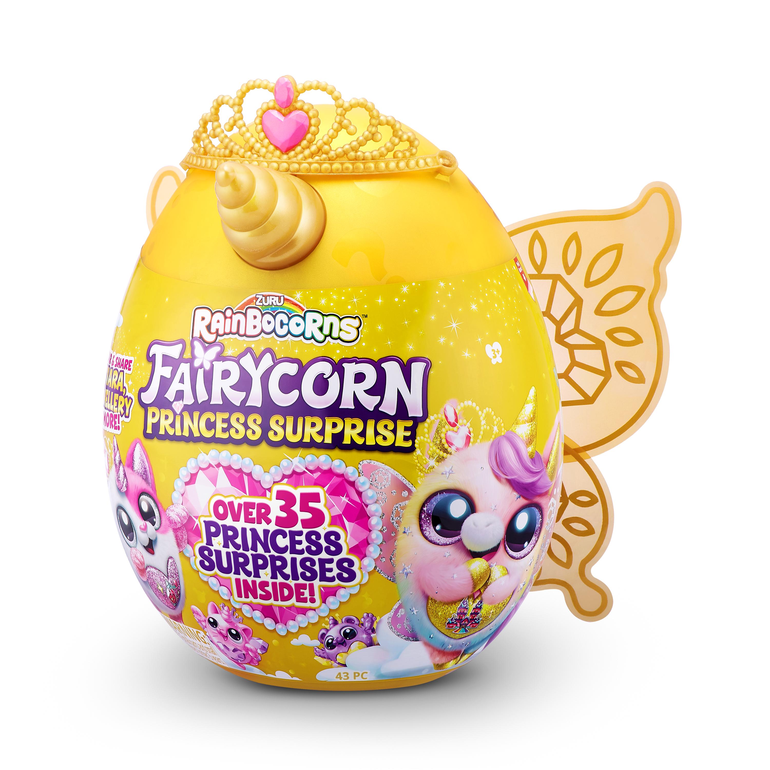 Rainbocorns Fairycorn Princess Surprise (Puppy) 11" Collectible Plush Toy with 35+ Surprises, Fairy Wings, Tiara, Wand, Boo-Boocorn, and Surprise Egg, Soft Toy for Girls Ages 3+