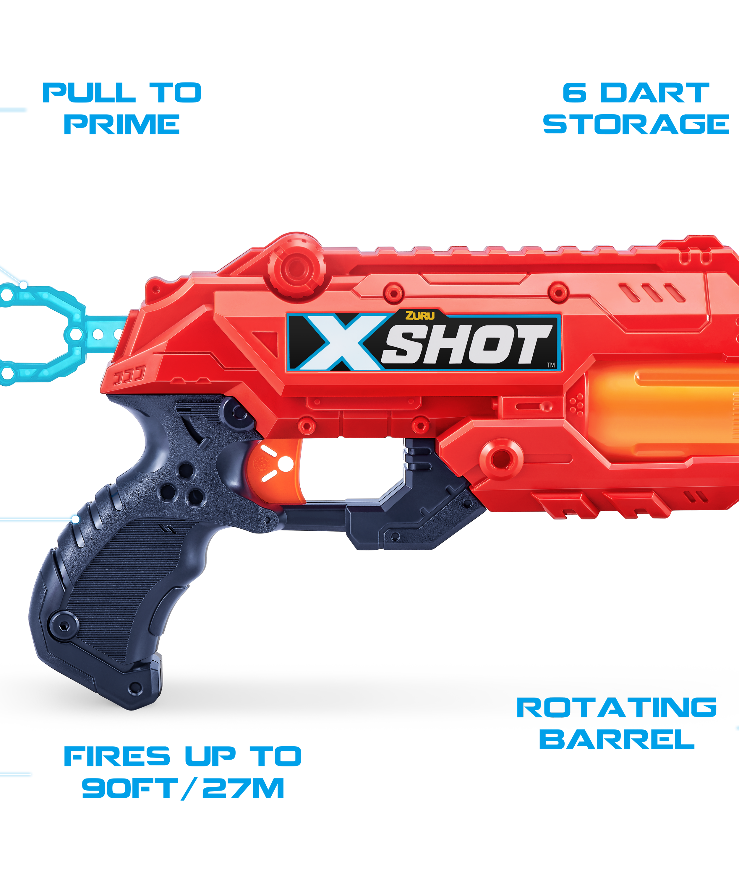 X-Shot Excel Reflex 6 Dart Blaster with 16 Air Pocket Darts, Rapid-Fire Toy Gun for Kids, Teens, and Adults, Outdoor Action Play, Ages 8+