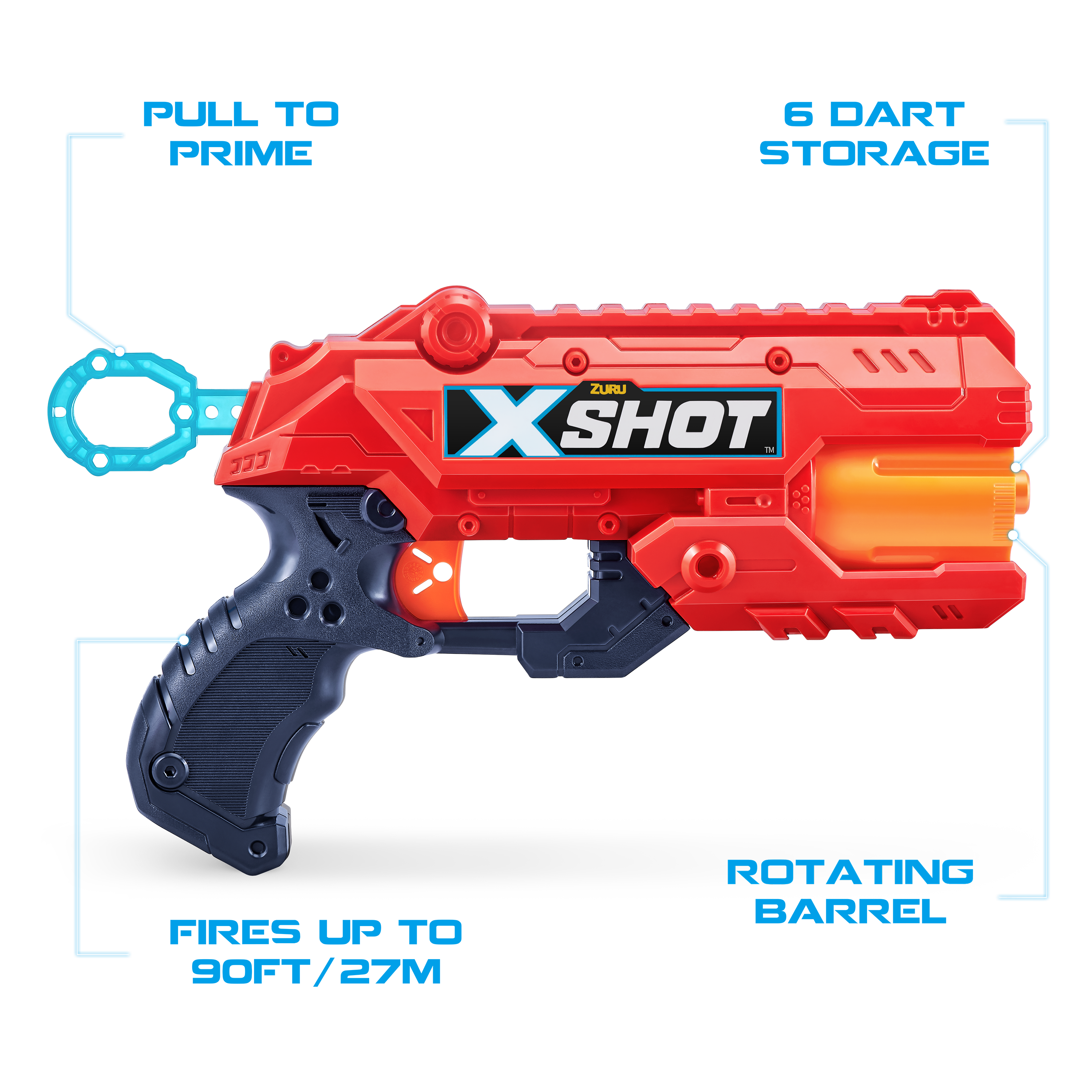 X-Shot Excel Reflex 6 Dart Blaster with 16 Air Pocket Darts, Rapid-Fire Toy Gun for Kids, Teens, and Adults, Outdoor Action Play, Ages 8+
