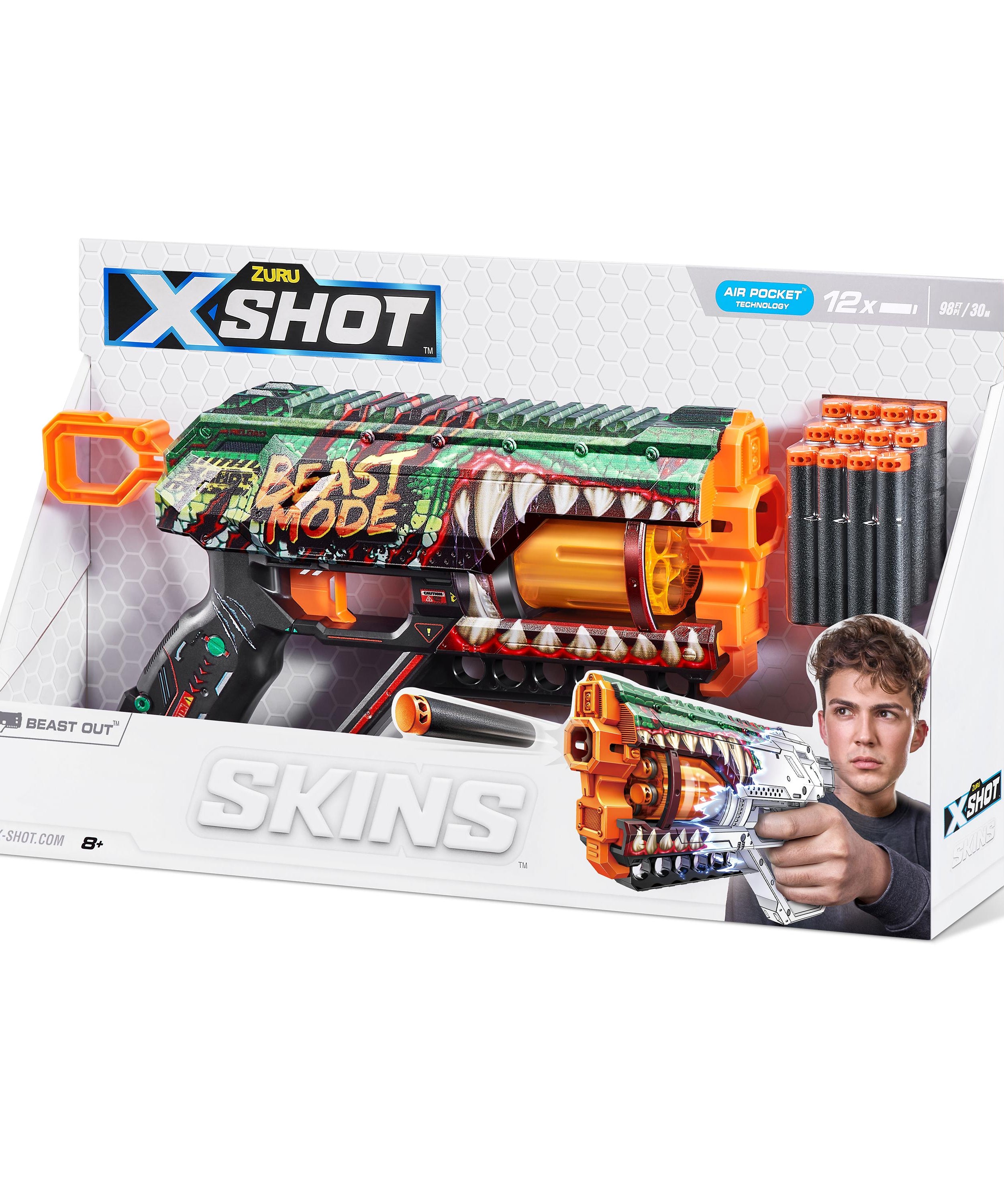 XSHOT Skins Dread Sonic Edition, Dual Barrel Foam Dart Blaster with Air Pocket Technology, 12-Dart Capacity & 27m Range, Toy Gun for Kids, Teens & Adults, Ages 8+