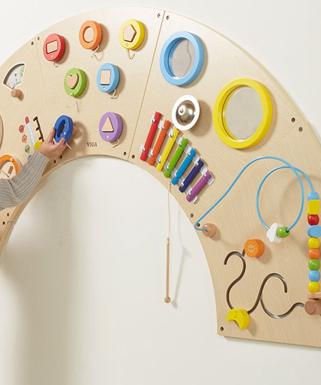 VIGA Toys Wall Activity Board Circle Arc, 162 cm Diameter, Wooden Sensory Play Panel, 18 Months+